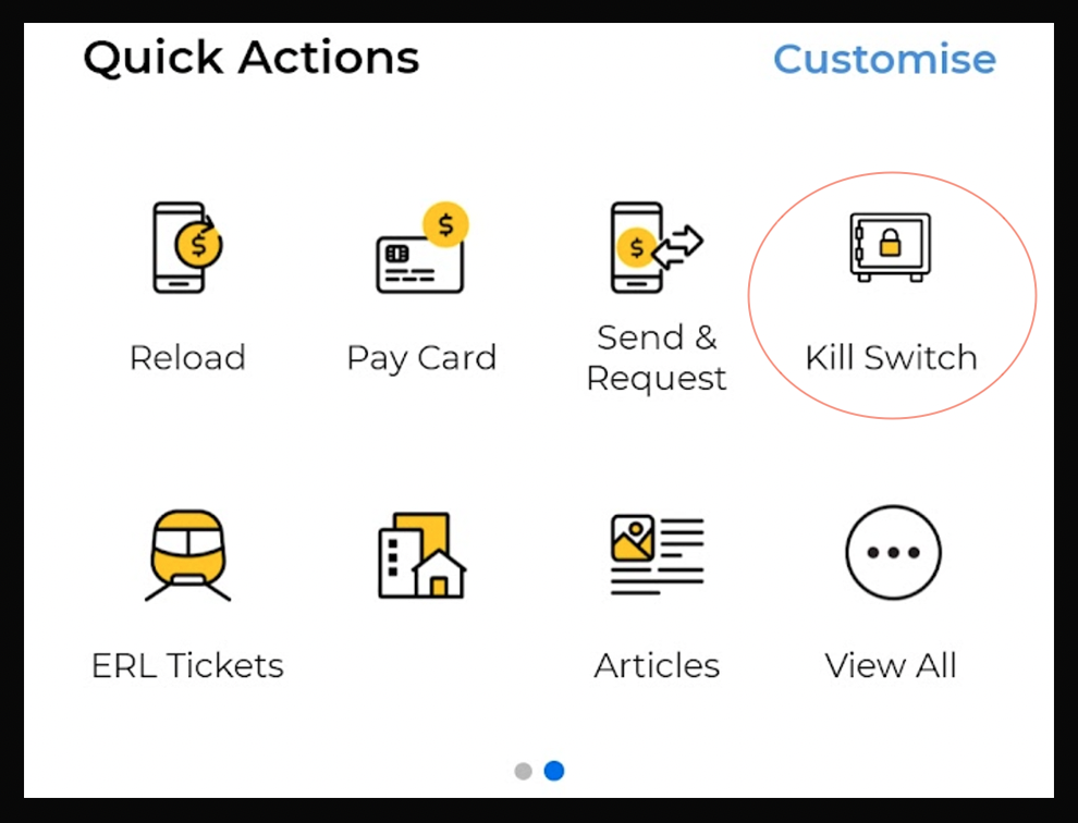 Bank kill switch feature